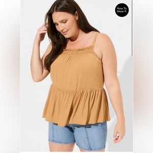 NWT Torrid crinkle gauze crochet tank, size 2X
